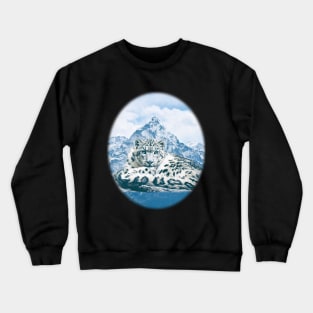 Snow Leopard Over the Mountains Crewneck Sweatshirt